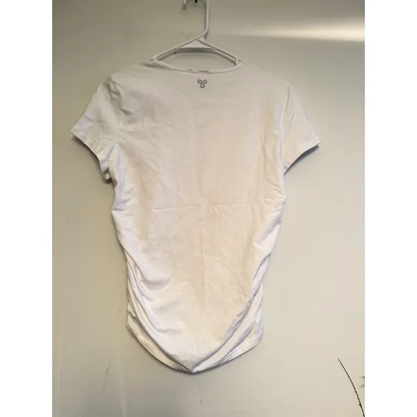 Tna Aritzia White Side Ruched‎ Short Sleeve T-Shirt Crewneck Top Large - Image 3