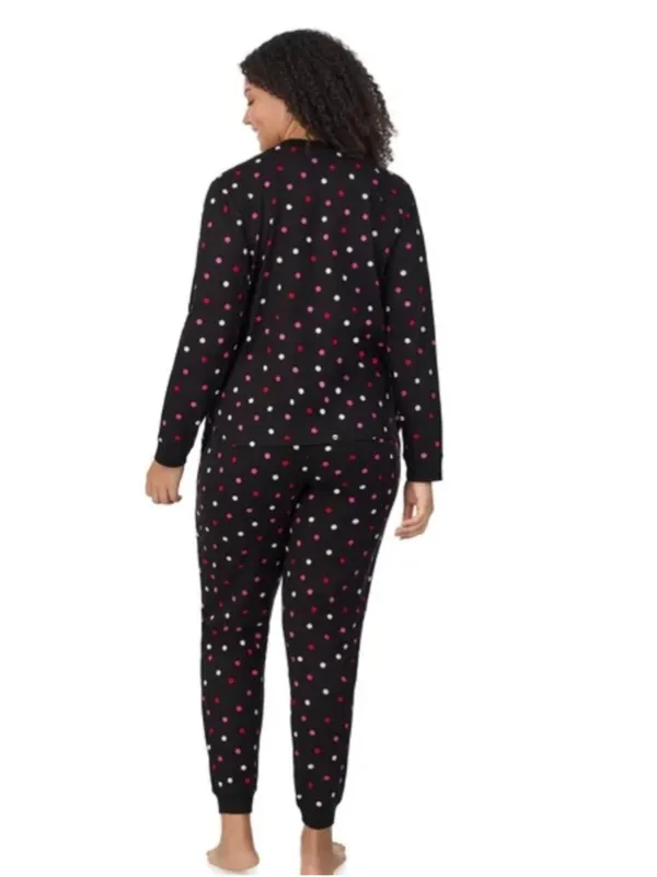 NEW Aria Polka Dot Cozy Jersey Henley Pullover Jogger 2pc Sleepwear Set XL - Image 2