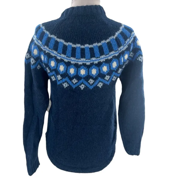NWT Kari Traa Ringheim‎ Knit Sweater Blue fair isle sz XS - Image 3