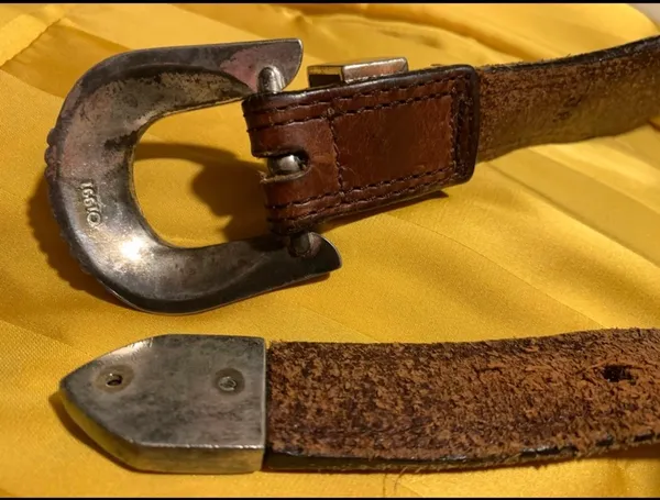 Vintage wester leather belt Brown Size M - Image 8