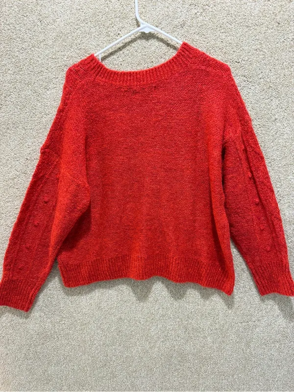 NWT Old Navy sweater red marl winter holiday fisherman grandpa large wool blend - Image 2