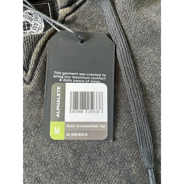 ALPHALETE Women’s Terry Oversized Hoodie- Onyx, Size Medium - Image 8