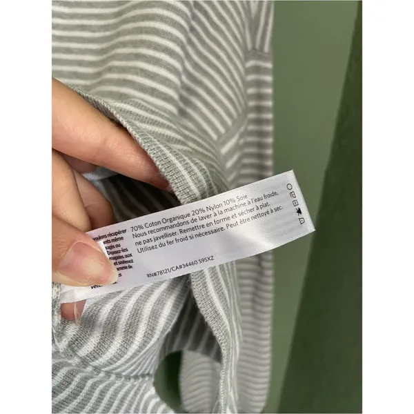 Eileen Fisher Cotton Silk Striped Sweater Silver Light Gray White Size SP - Image 6
