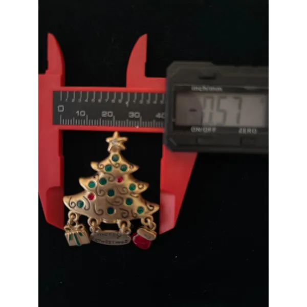 Christmas Tree Brooch Pin Enamel Gift Mitten Merry Christmas‎ Charms Gold Tone - Image 6