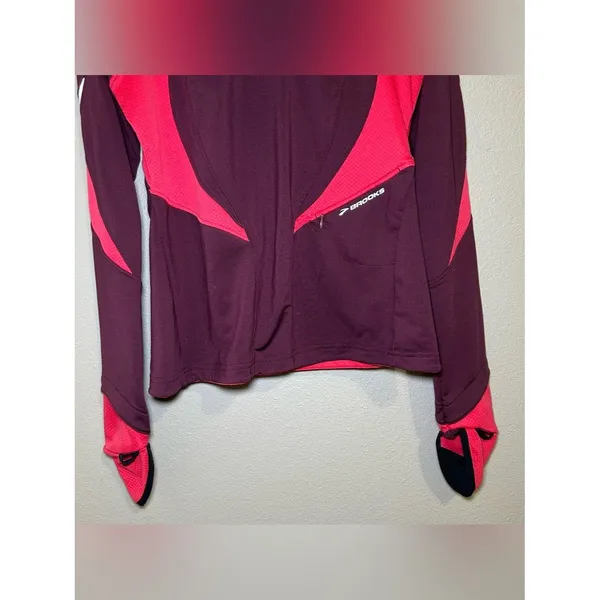 Brooks Pink Purple Half Zip Reflective Running Pullover Sweater Women’s Medium - Image 3