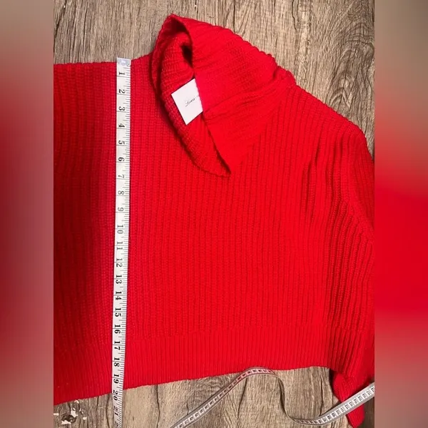 Lovers + Friends‎ Revolve Union Red Chunky Knit Cropped Mockneck Sweater size L - Image 8