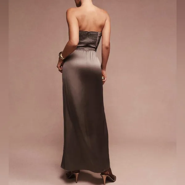 NWT Reformation Barrow Silk Maxi Dress in Magnetic Brown - Image 2
