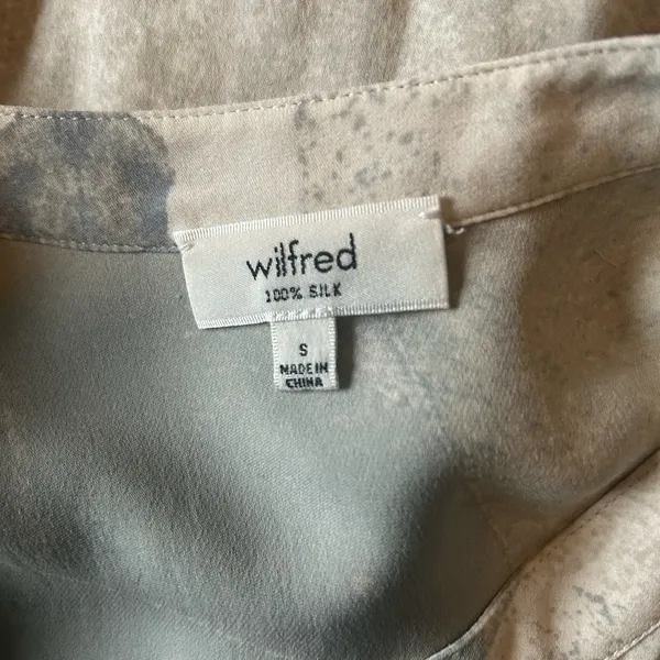 Aritzia Wilfred Gray Beige Silk Bossut Long Sleeve Button Down Mini Dress - Image 6