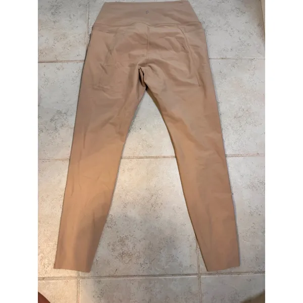 Peloton Womens High Rise Side Pocket Leggings Tan Beige Size M RN150110 - Image 7