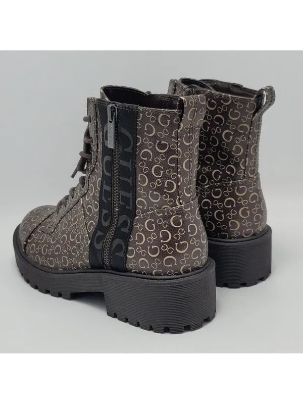 Guess Los Angeles Womens Brown Logo Ankle Combat Lace Up Boots Side Zip Sz 8.5M - Image 12