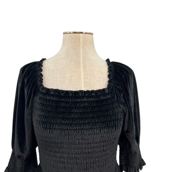 Baltic Born Bliss Smocked Velvet Dress Mini Tiered‎ Black Size Medium - Image 6