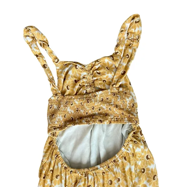Free People Women’s Rosalee Midi Dress Yellow Combo Sunflowers Floral Print Sz M - Image 8