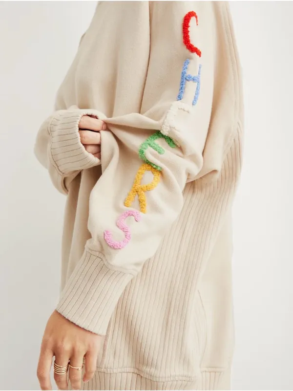 AERIE “Cheers” Down-To-Earth Sweatshirt in Soft Oat Size M - Image 3