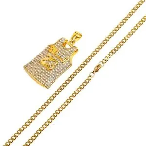 23 Chicago Bulls Michael Jordan NBA Jersey Necklace - Gold Colored - Rhinestone - Image 4