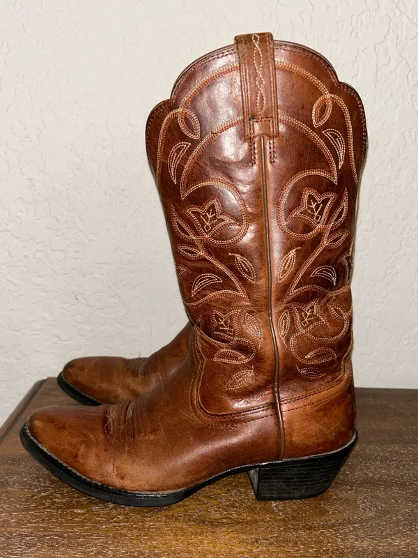 Ariat Heritage-R Toe Floral Stitch Western Leather Boot Shoes Size 5.5 - Image 6