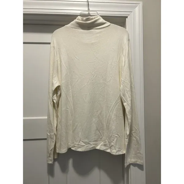 New J CREW Women's SOFT Pullover Sweater Ivory Drawstring Cowl Neck Size XL - Image 4