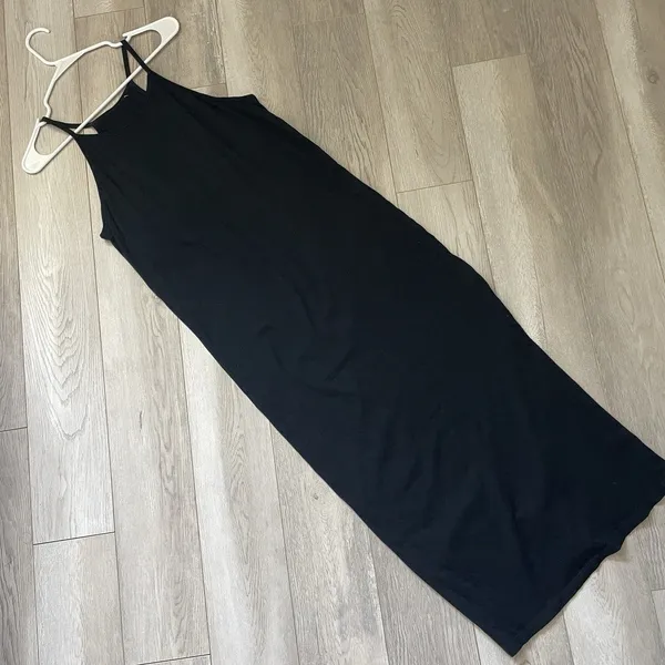 Frame Cami Dress organic pima sleeveless slit tank maxi womens Black (large) - Image 3