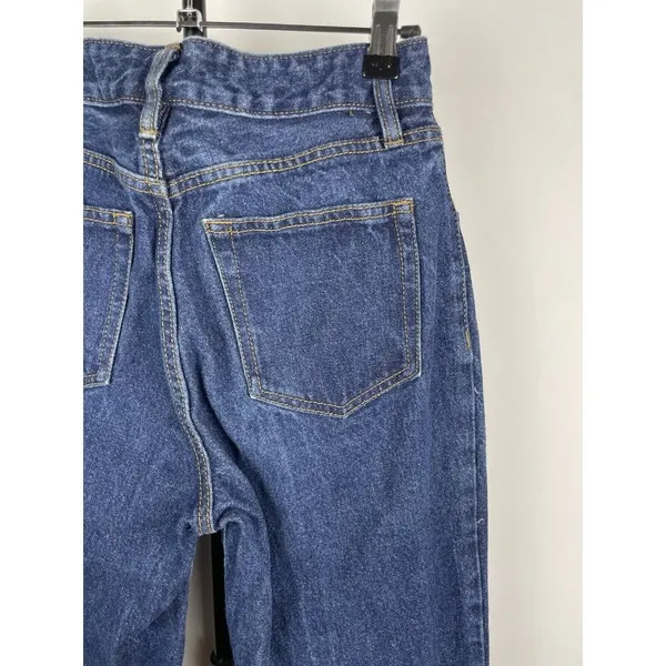 John Galt Medium Blue Wash Button Fly Straight Leg Raw Hem Jeans Size S‎ - Image 4