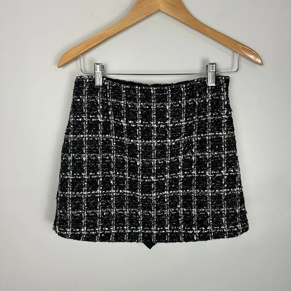Abercrombie & Fitch Black Tweed Mini Skort Size Small NWT Corpcore Preppy - Image 2