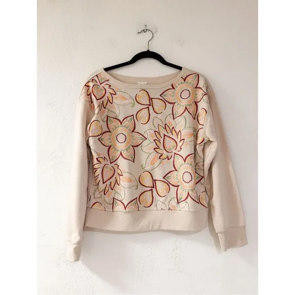 Anthropologie Tiny Helena Embroidered Pullover in Cream Small - Image 2