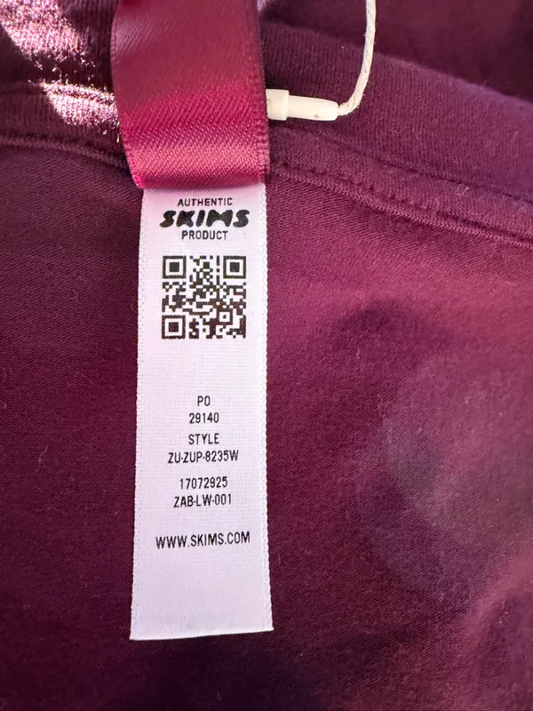 NWT Skims Cotton Jersey zip up hoodie in color currant women size large Sold Out - Image 9