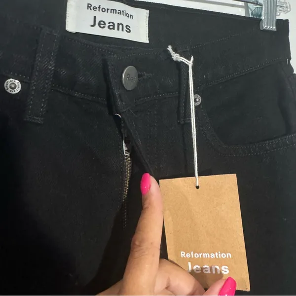 Reformation Julia High Rise Cigarette‎ Jean Black Ripped Knee Size 24 90s Sporty - Image 10