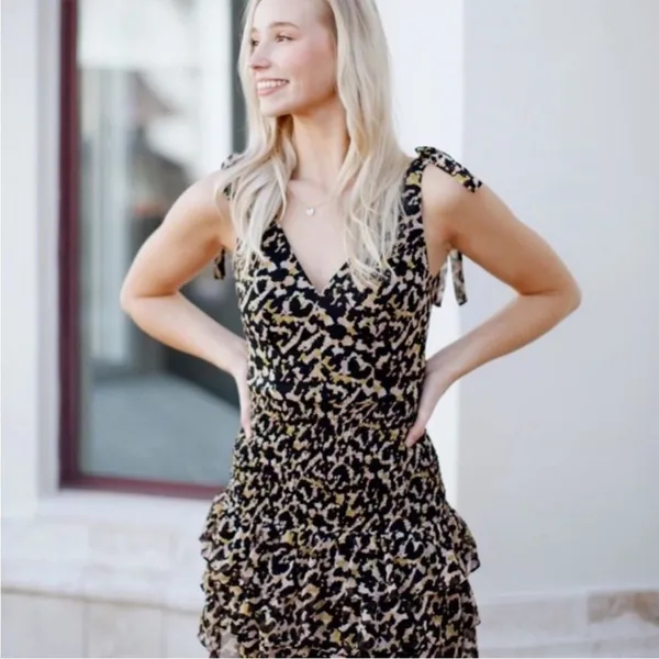 Amanda uprichard zita leopard print mini dress M - Image 6