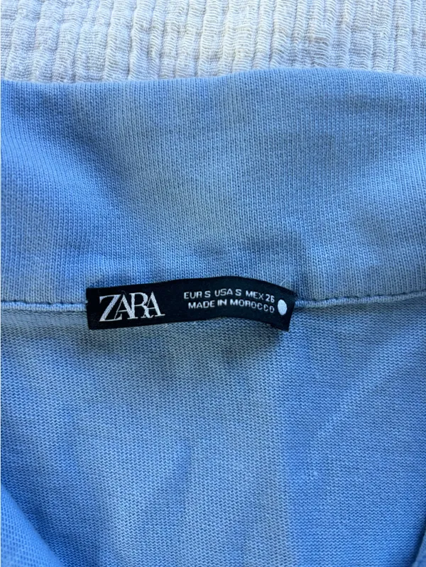 ZARA Blue Collared Crop Top - Image 2