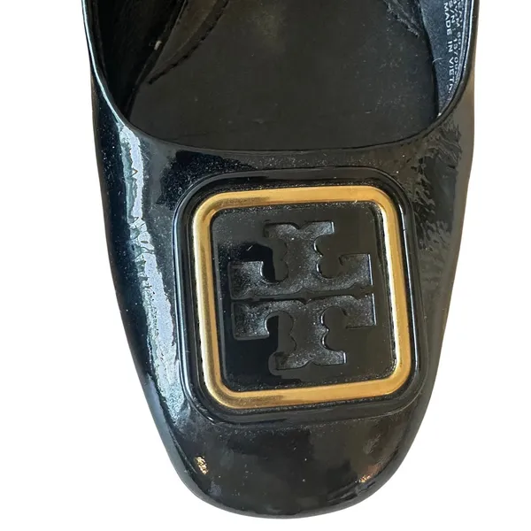 Tory Burch‎ Georgia Black Patent Slingback Block Heel Pumps Size 8.5 - Image 14