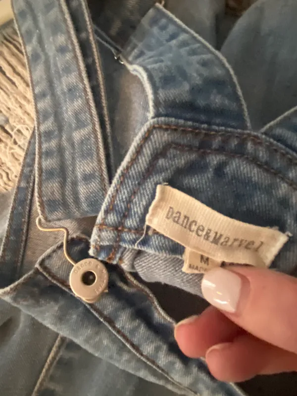 Dance & Marvel Distressed Denim Overalls in Size Medium - Image 4