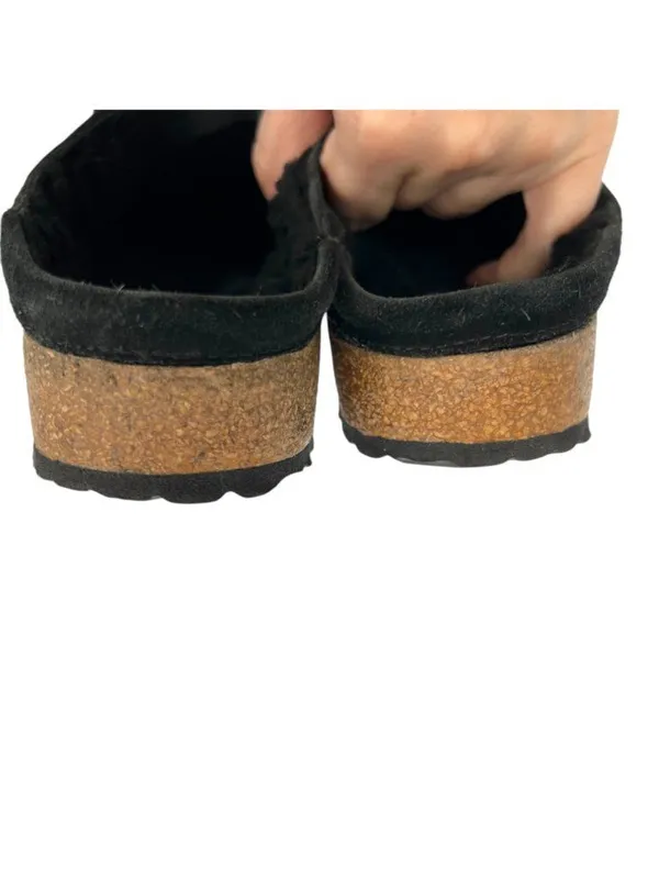 Birkenstock Buckley Shearling Clogs Black Suede Lined Slip-On Shoes Size 38 US 7 - Image 7