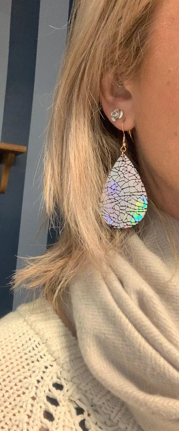 Handmade Teardrop Earrings Iridescence - Image 4