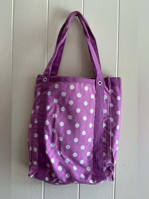 Rare Vintage Sanrio 2010 Hello Kitty Cotton purple nerd Large Tote Handbag Bag - Image 8