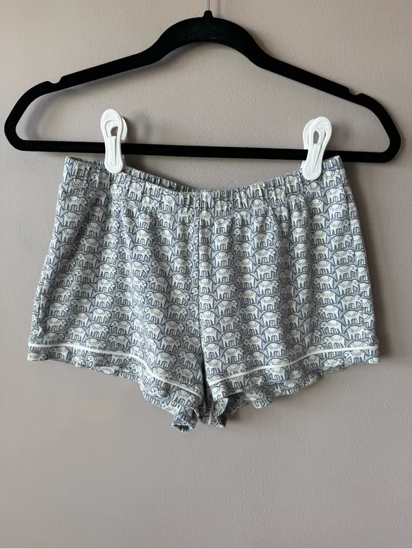 Roller Rabbit Women Hathi Elephant Print Polo Shorts Pima Cotton Pajama Set XS - Image 9