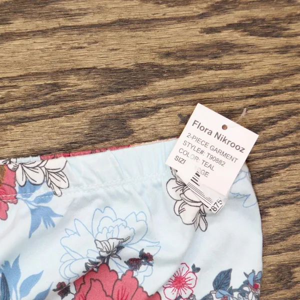 NEW Flora Nikrooz Womens Ribbon Accent Sleep Shorts T90882 Blue Floral L - Image 3