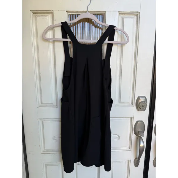 Halara Black Pinafore Shorts Overall Mini Textured Pockets Women's‎ Size XS - Image 2
