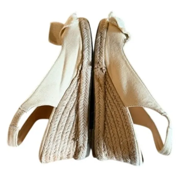 Judith Rosie Natural Canvas Espadrille Platform Wedge Slingback Sandals 7.5M - Image 7