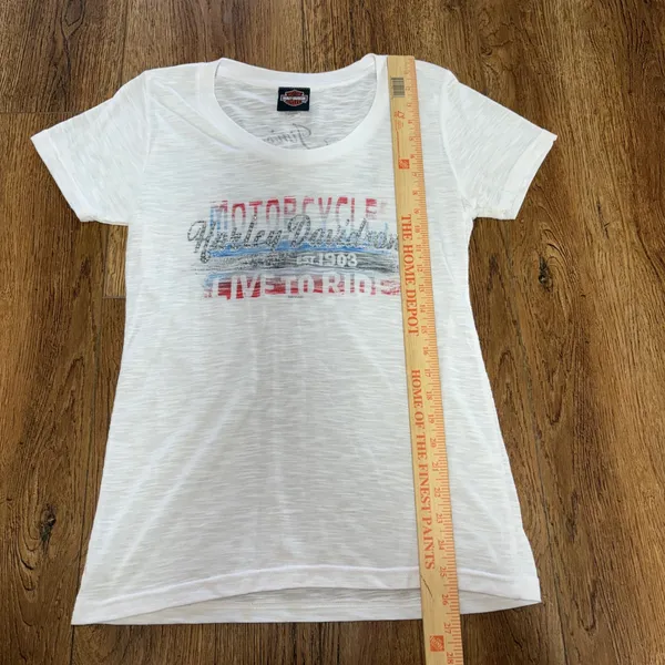 Harley-Davidson White Slub Graphic Tee Rhinestone Live to Ride Florida‎ Womens L - Image 6