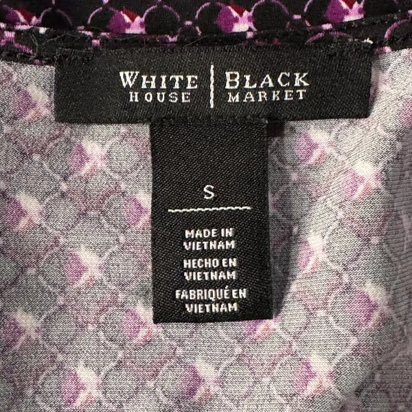 WHBM Small Top Geometric Sleeveless Stretch Draped Neck Ruched Sides Purple - Image 7