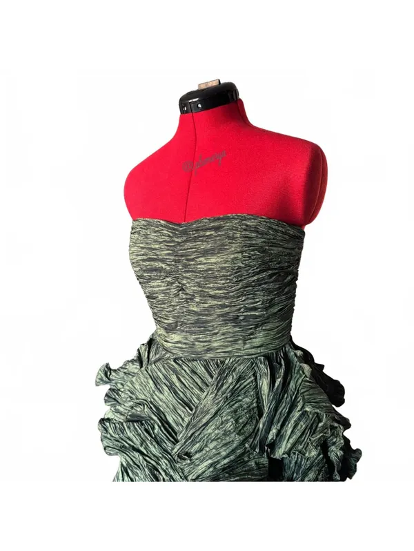 Mignonne Gavigan MIGNON Women's Mini Strapless Green Taffeta Fairy Formal Party Dress Size 8 - Image 4