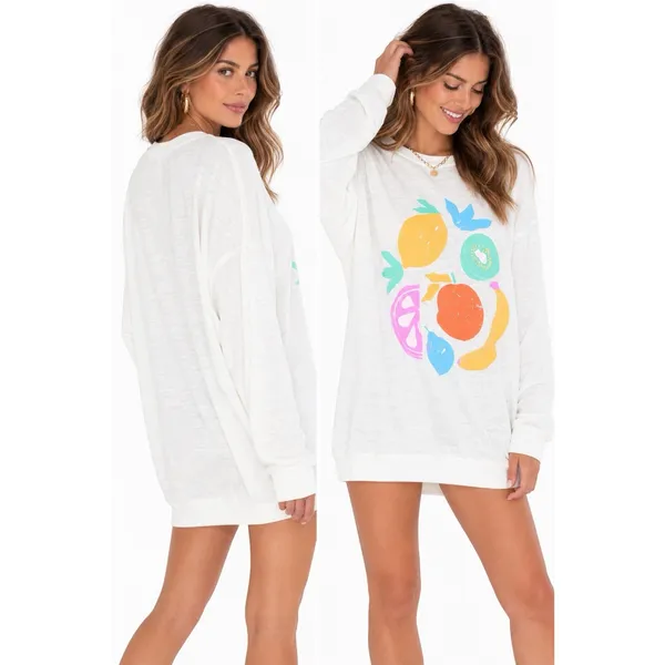 Show Me Your MuMu James Fruit Graphic Sweatshirt Sz. Large Oversized Lightweight - Image 2