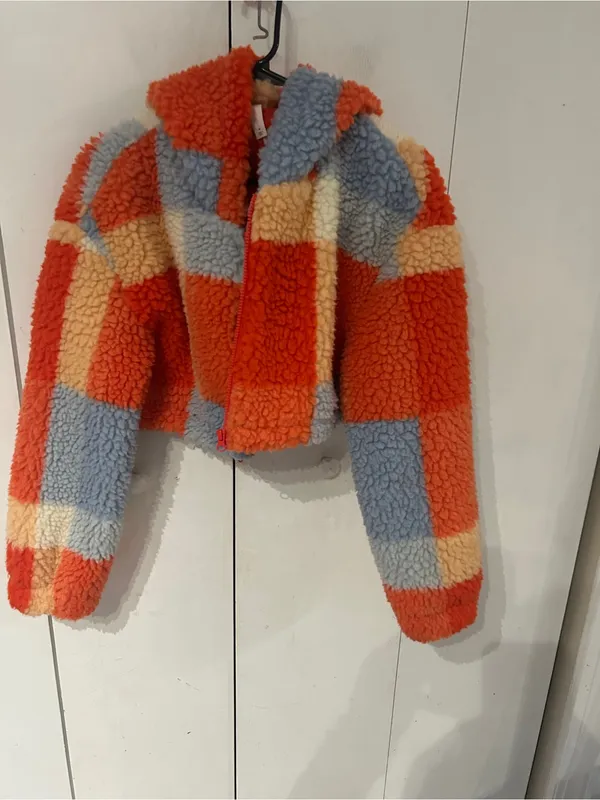 Daily Practice by Anthropologie faux shearling patchwork crop zip-up jacket - Image 3
