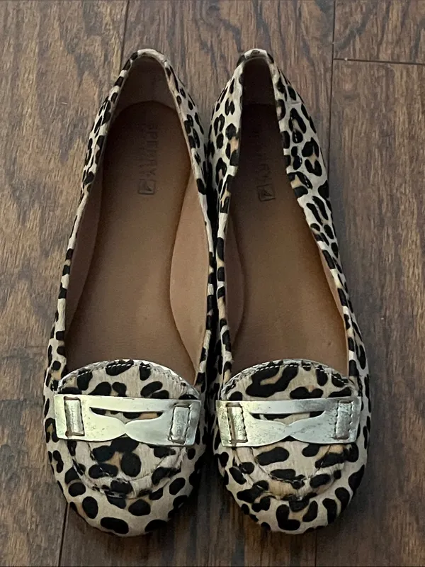 Sperry Leopard Print Flats with Gold Accent - Image 4