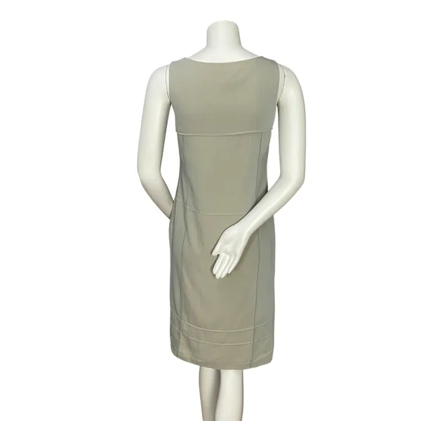 Shift‎ Dress Sleeveless Clean Lines Pintucks Mod Professional Office Neutral - Image 2
