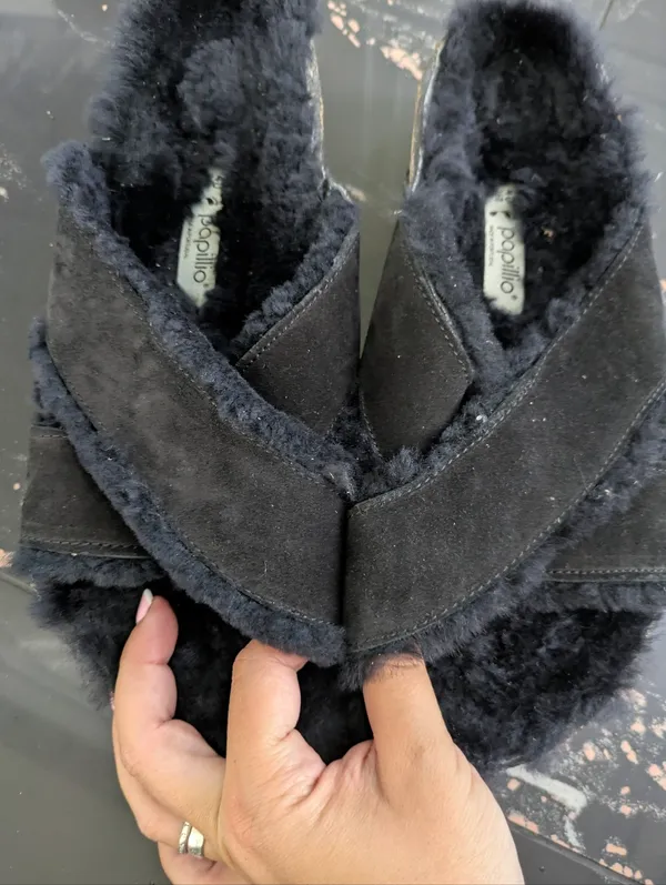 Papillio By Birkenstock Daytona Shearling Lined Suede Platform Slides Size 40 - Image 3