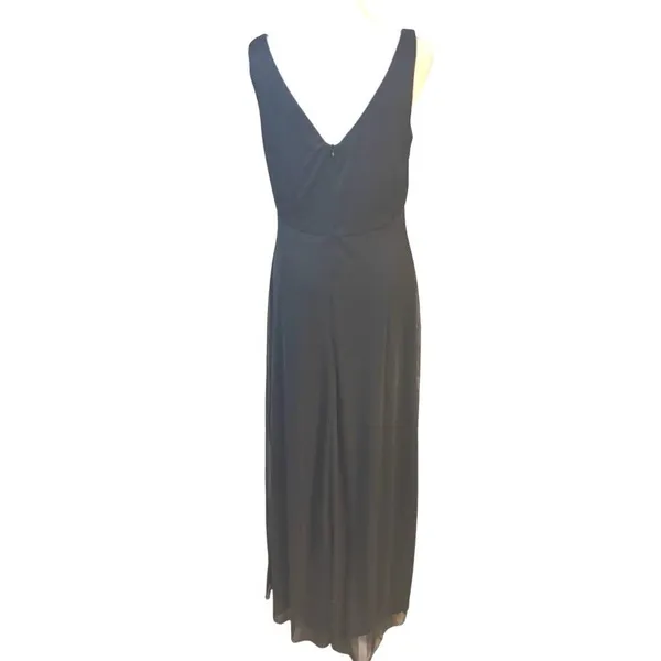Alex Evenings Gown Women 10 Black Excellent Knot Front V-Neck Chiffon Maxi Dress - Image 2