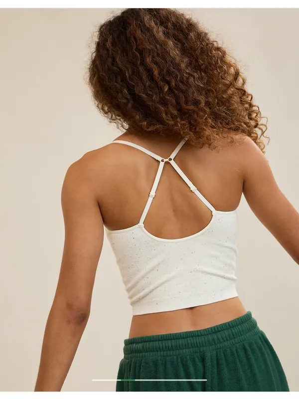 Aerie Superchill Waffle Bra Top in Dark Green Speckle Size Large - Image 4