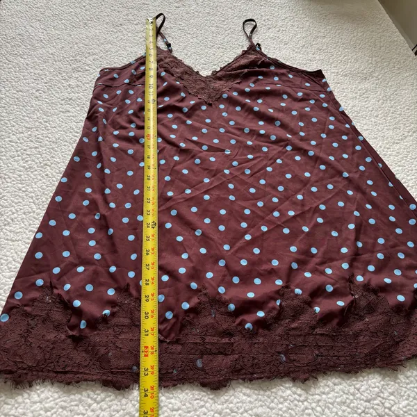 Brown Blue Polka Dot Lace Slip Mini Dress Coquette Grunge Fairy Y2K Whimsigoth - Image 7