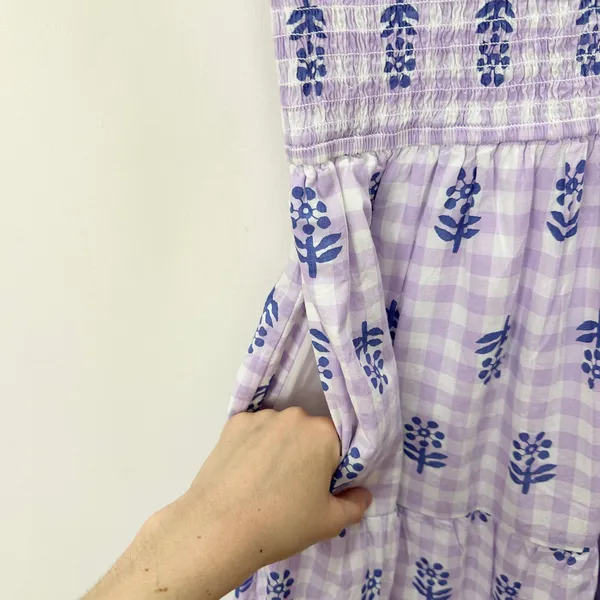J.Crew Tall Ruffle Sleeve Smocked Midi Dress Printed Cotton A Line Large NWT - Image 7