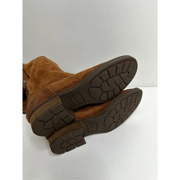 Born Malena‎ Tan Suede Leopard Print Cuff Tall Boots Back Zip 5.5M - Image 9